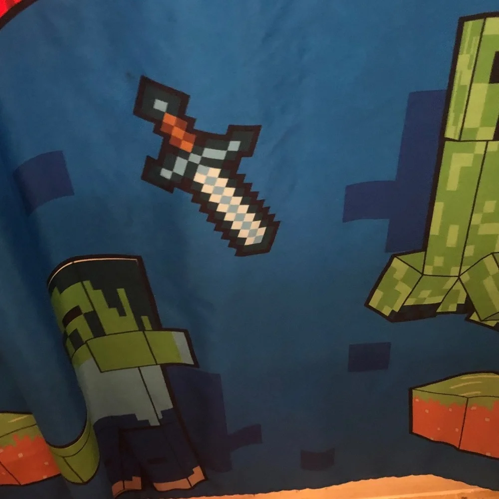 Minecraft Kids Costume Shower Curtain - Blue with TNT & Creeper